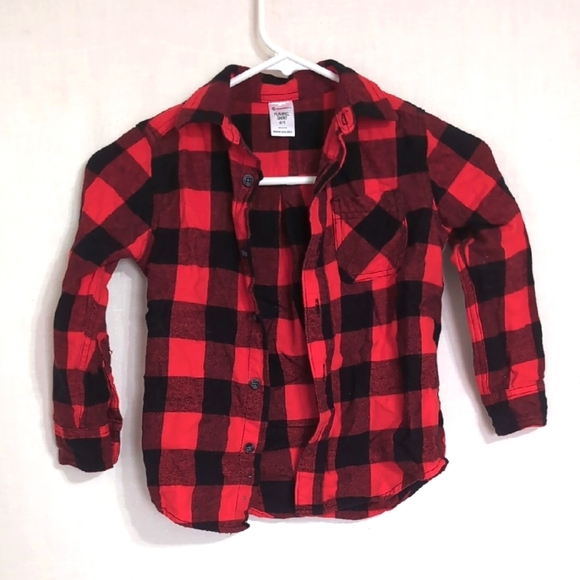 2 Piece Bundle Red Plaid Button Up Shirts Boy's Size 4/5 - Picture 1 of 4